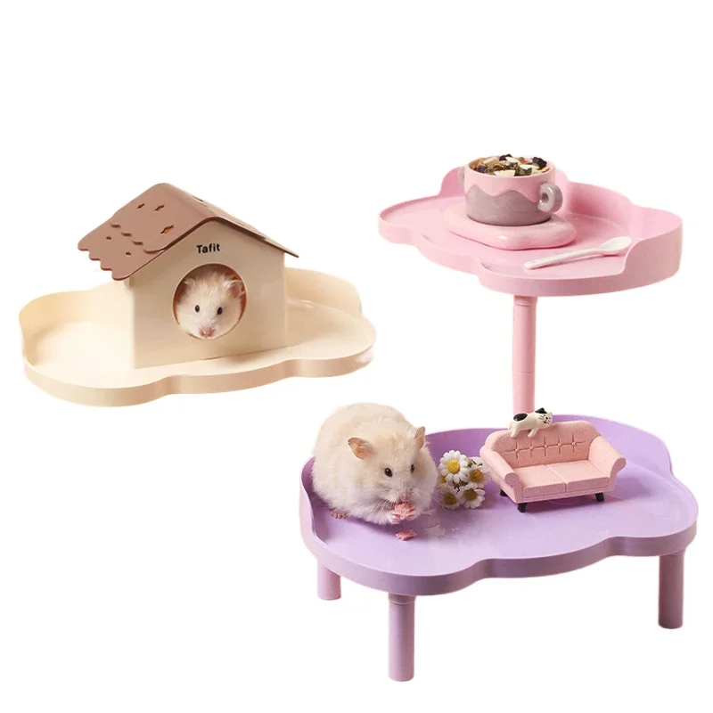 

Hamster Two-Level Platform Toy for Pet Cage, Cute Easy to Clean Semi-Enclosed Design with Adjustable Height, Multi-Color Options