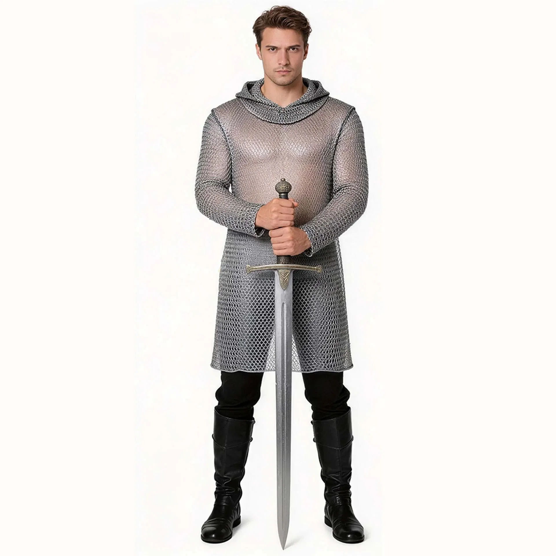 Medieval Templar Knight Cosplay Costume Men Crusader Tunic Surcoat LARP Warrior Suit Halloween Renaissance Party Outfit view 5