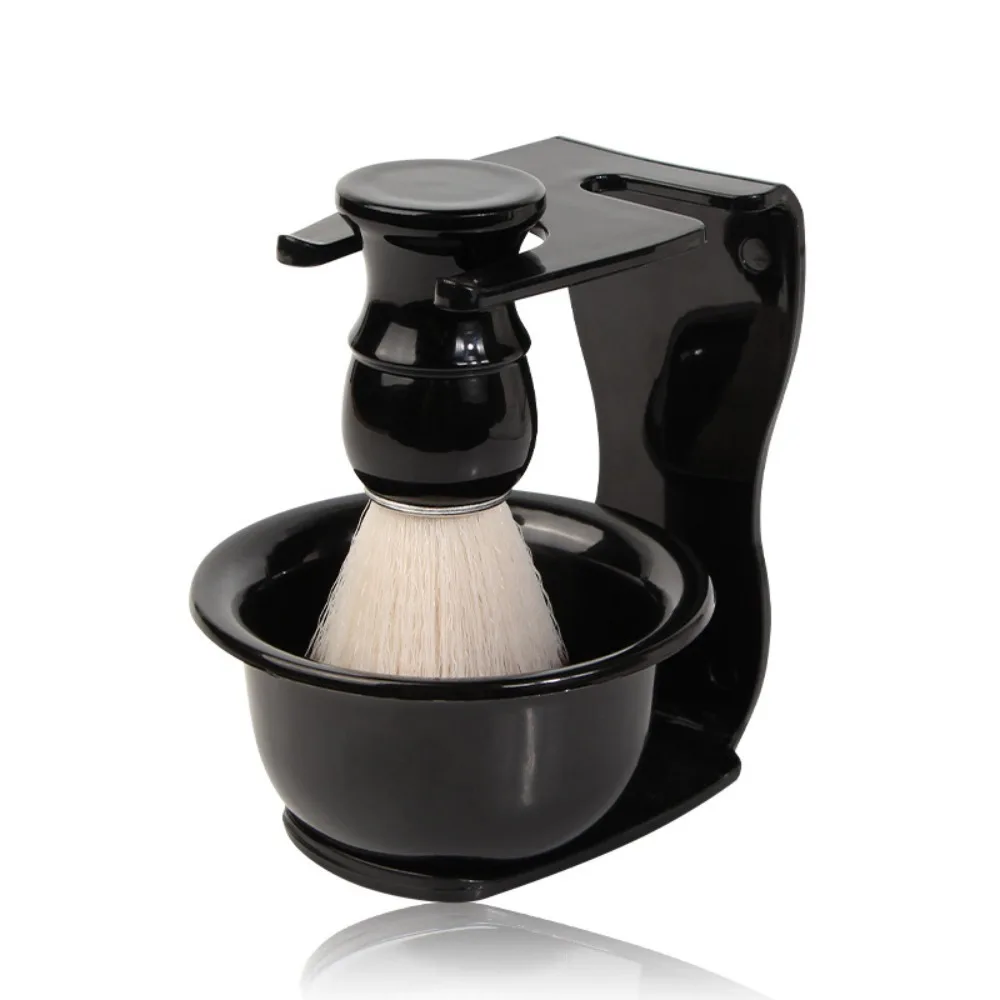 3pcs/set Professional Shaving Brush Set Beard Brush Soft 3-in-1 Shaving Set Anti-Static Durable Shaving Brush Bowl and Stand