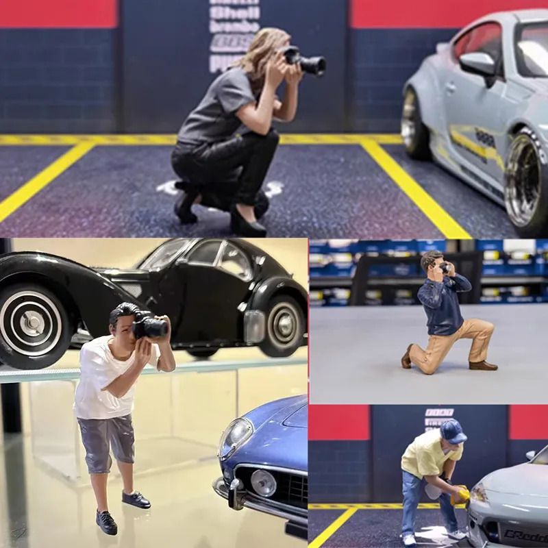 

New 1/18 Scale Luxury Sports Car Saleman Action Figures DIY Beauty Model Photographer Scene Accessory Toys Collection Display