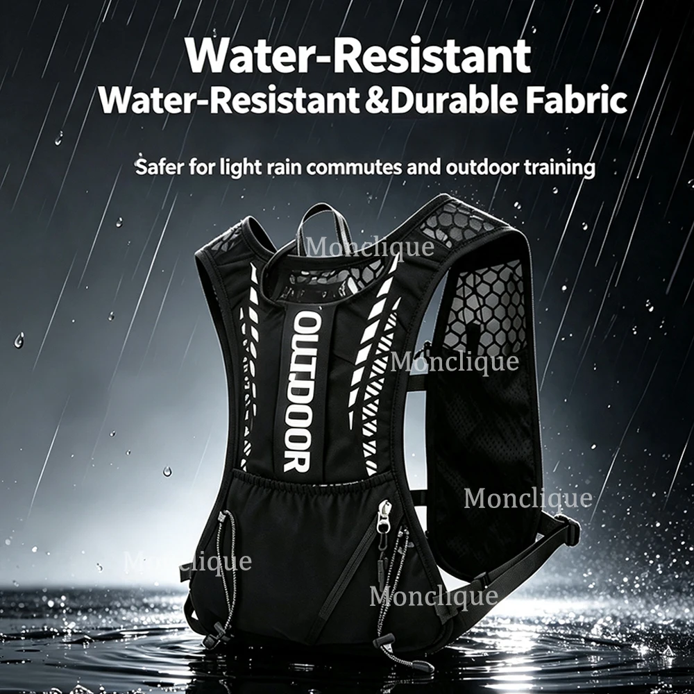 Reflective Running Moisturizing Vest Adjustable Breathable Waterproof Lightweight Trail Running Marathon Hiking Cycling Backpack