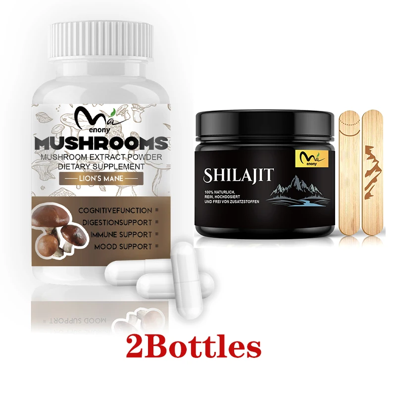 Shilajit Mineral Supplements and Lions Mane Cordyceps Reishi - Brain Supplement for Memory and Focus Relief Stress Better Mood