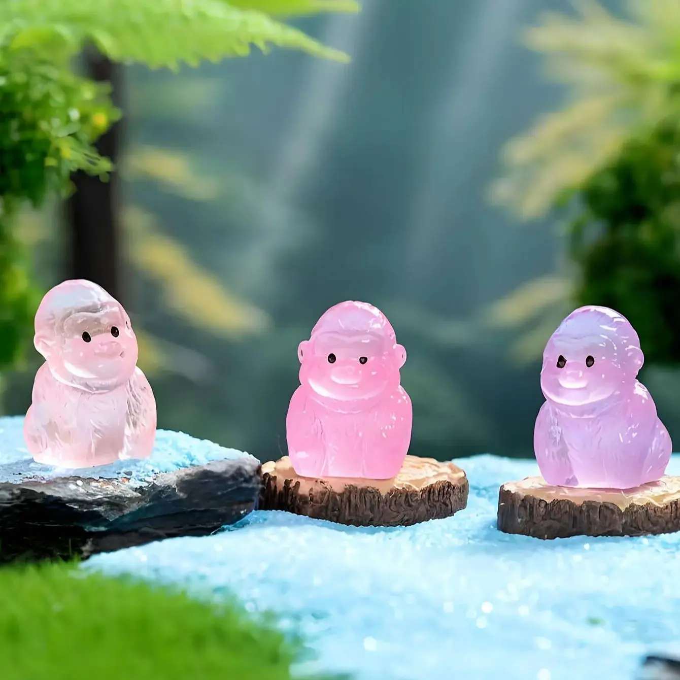 10/20 Stück leuchtende Mini-Gorilla aus Kunstharz, leuchtet im Dunkeln, kleine Miniatur-Schimpanse, kleine Affen-Tierfiguren für DIY-Feen-Garde