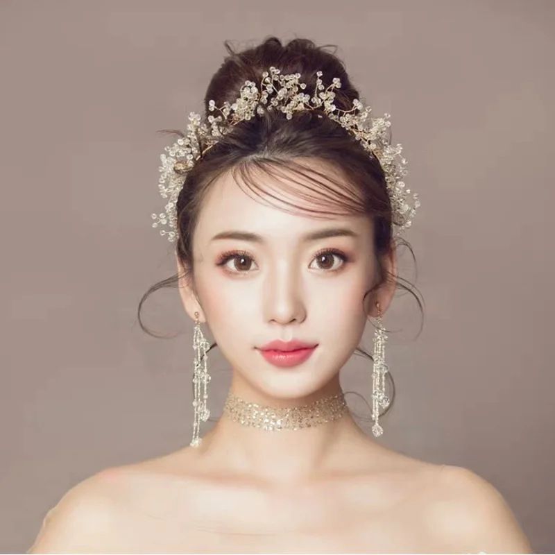 หรูหราคริสตัล Hairband ทำด้วยมือ Shinny Headpieces เจ้าสาวชิ้นงานแต่งงานชุดราตรี Headband