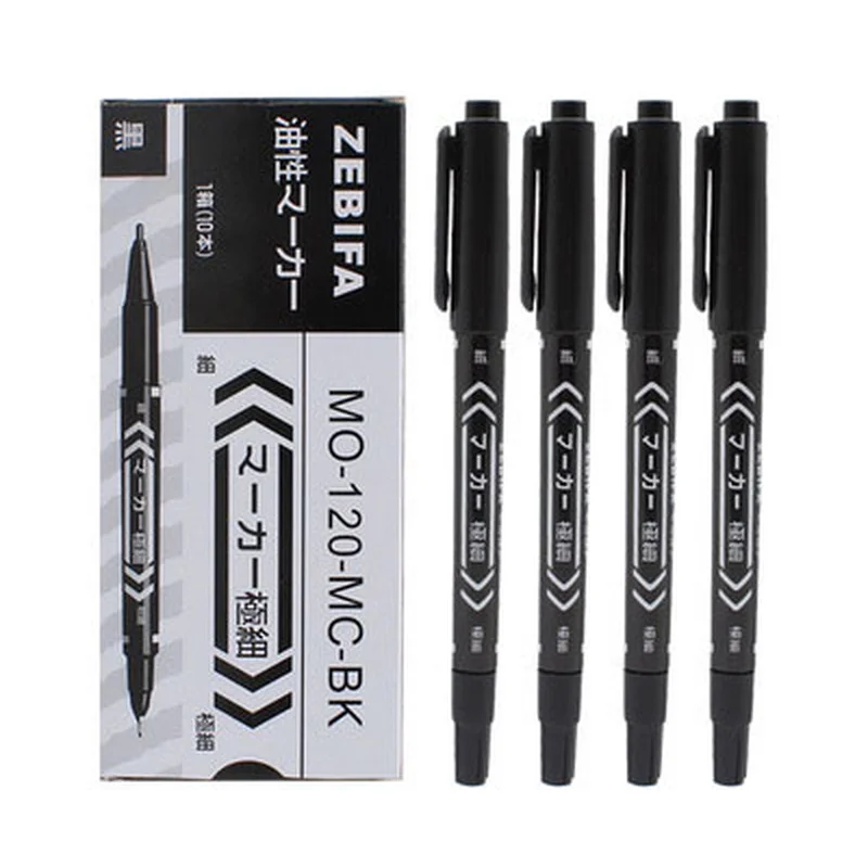 10pcs/set Double Head Marker Pen Waterproof Black/Blue/Red Oily Ink Pen School Study Stationery Life Office Supplies