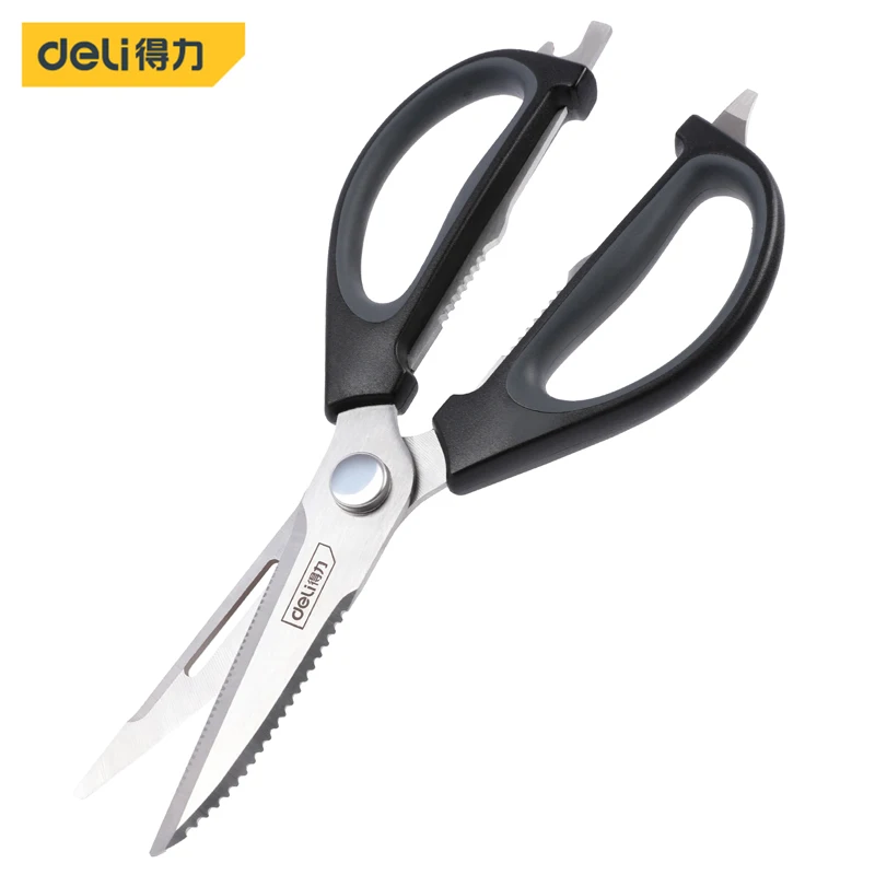 Deli 1 Pcs 10\'\' Multifunction Scissors Kitchen Separate Shears 3Cr13 Cutter Head Rubber Handle Household Hand Tools Scissor