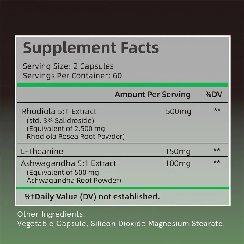 مكمل Rhodiola Rosea Max - 120 كبسولة - تخفيف التوتر والمزاج والتركيز والطاقة 2500 ملجم