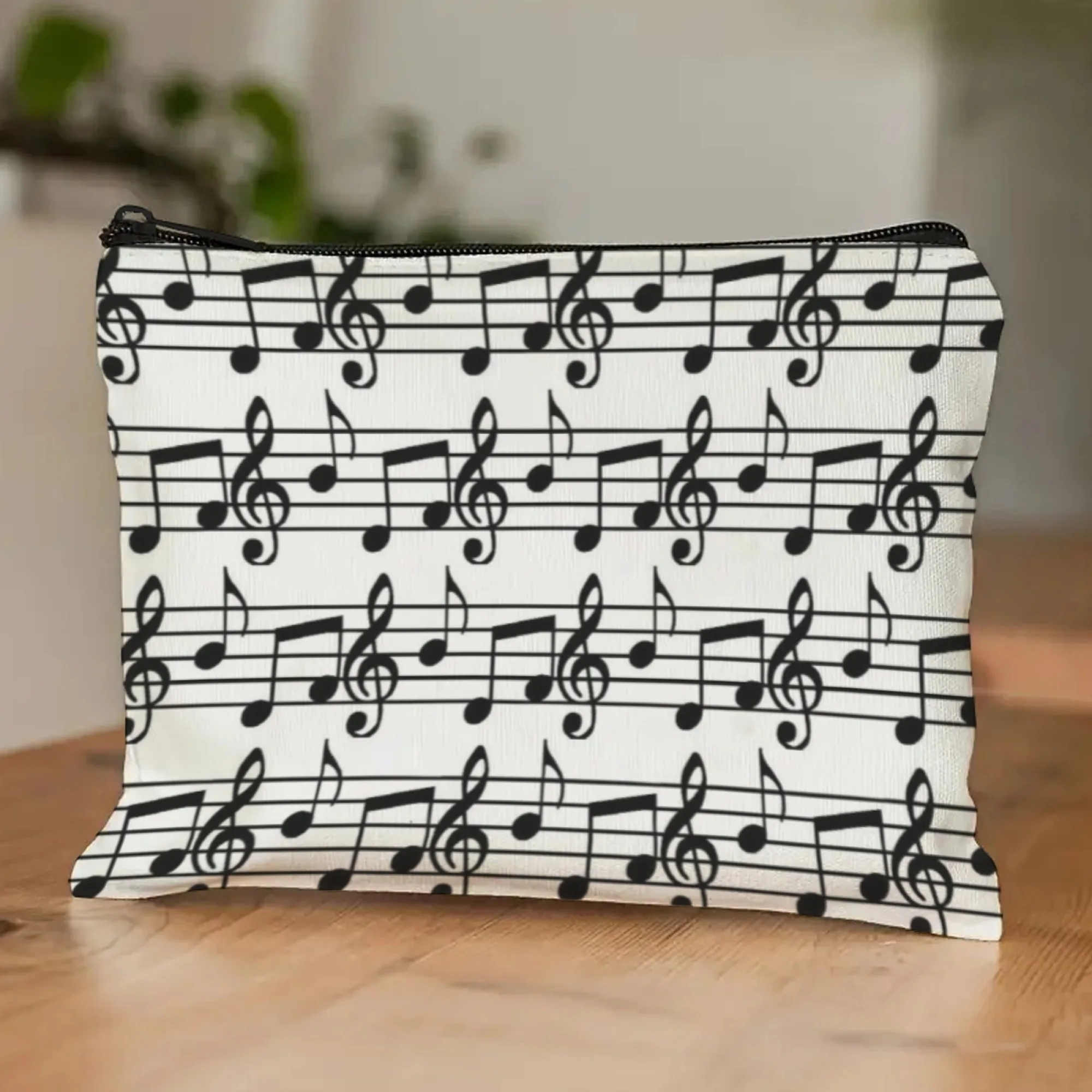 Melody Musical Note Cosmetic Bag ，Cartoon Notes with Print， Lightweight Travel Organizer ，for Unisex Kawaii & Music Therapy Fan
