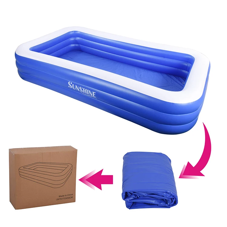 

297*172*55cm Outdoor Family Big Inflatable PVC Pool Rectangular Kids Pools for Adults' Swimming Piscine Gonflable for Children