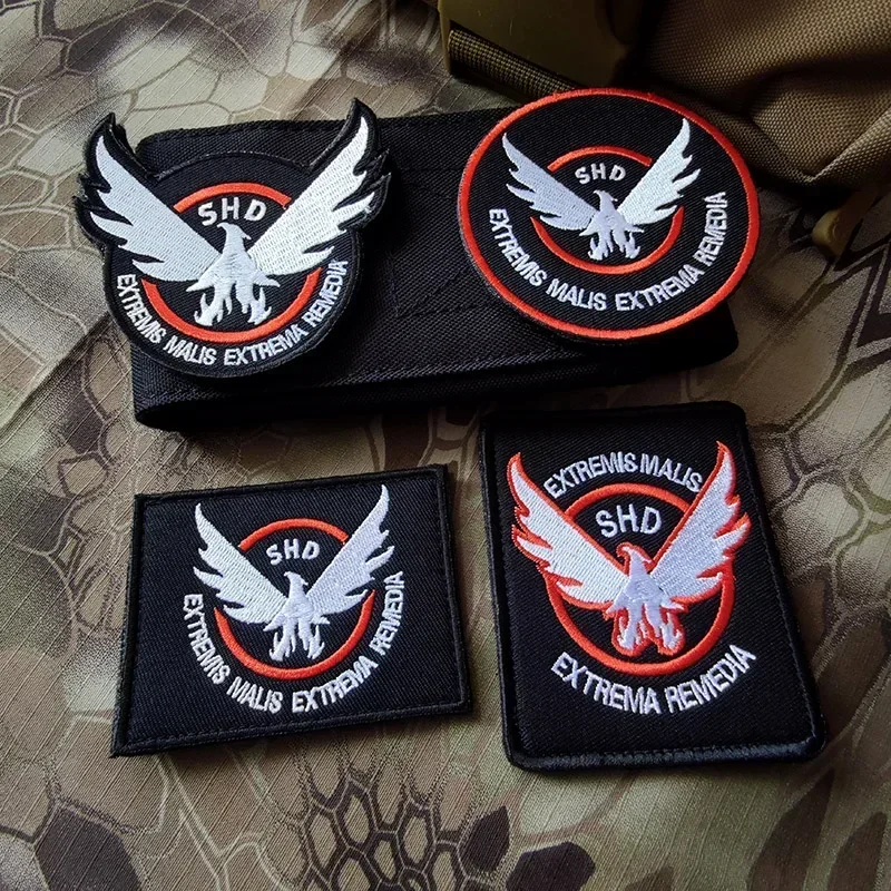 SHD The Division Morale Tactical Patches Embroidery Hook&Loop Patch Military Shooting Role-playing Game Badge Backpack Stickers