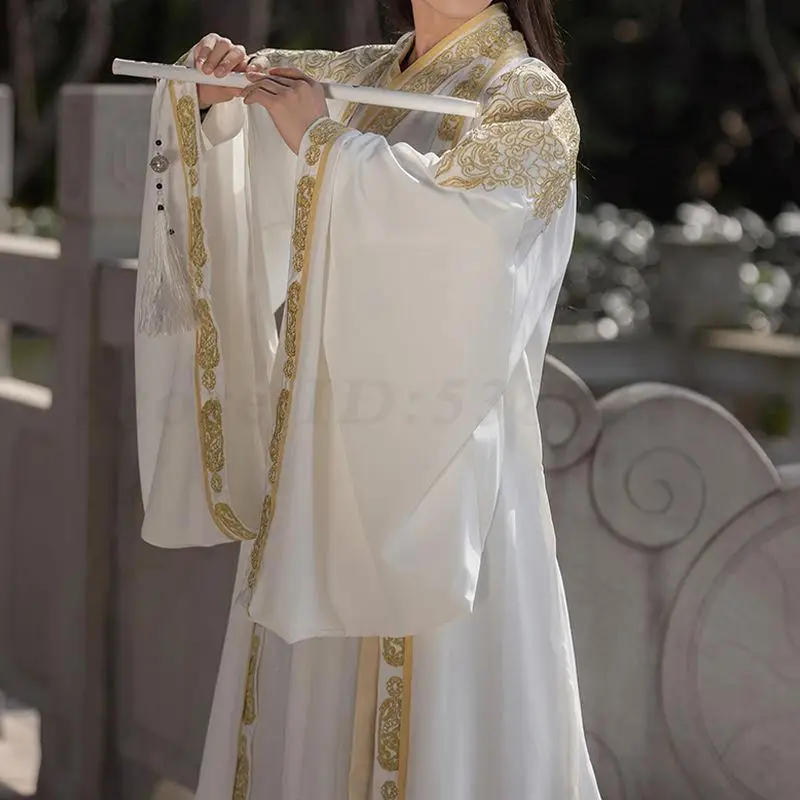 남자 웨이 진 Hanfu 세트 전통 Chiense 고대 크로스 칼라 자수 탑 스커트 빈티지 로얄 나이트 코스프레 의류