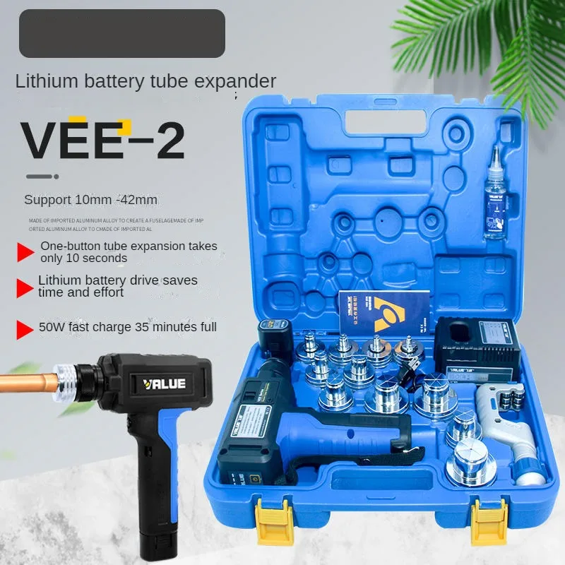 VEE-2 Power Tubing Expander - Soft or Annealed Copper Swaging Tool One-Button Operation Quick Connect Expander Heads