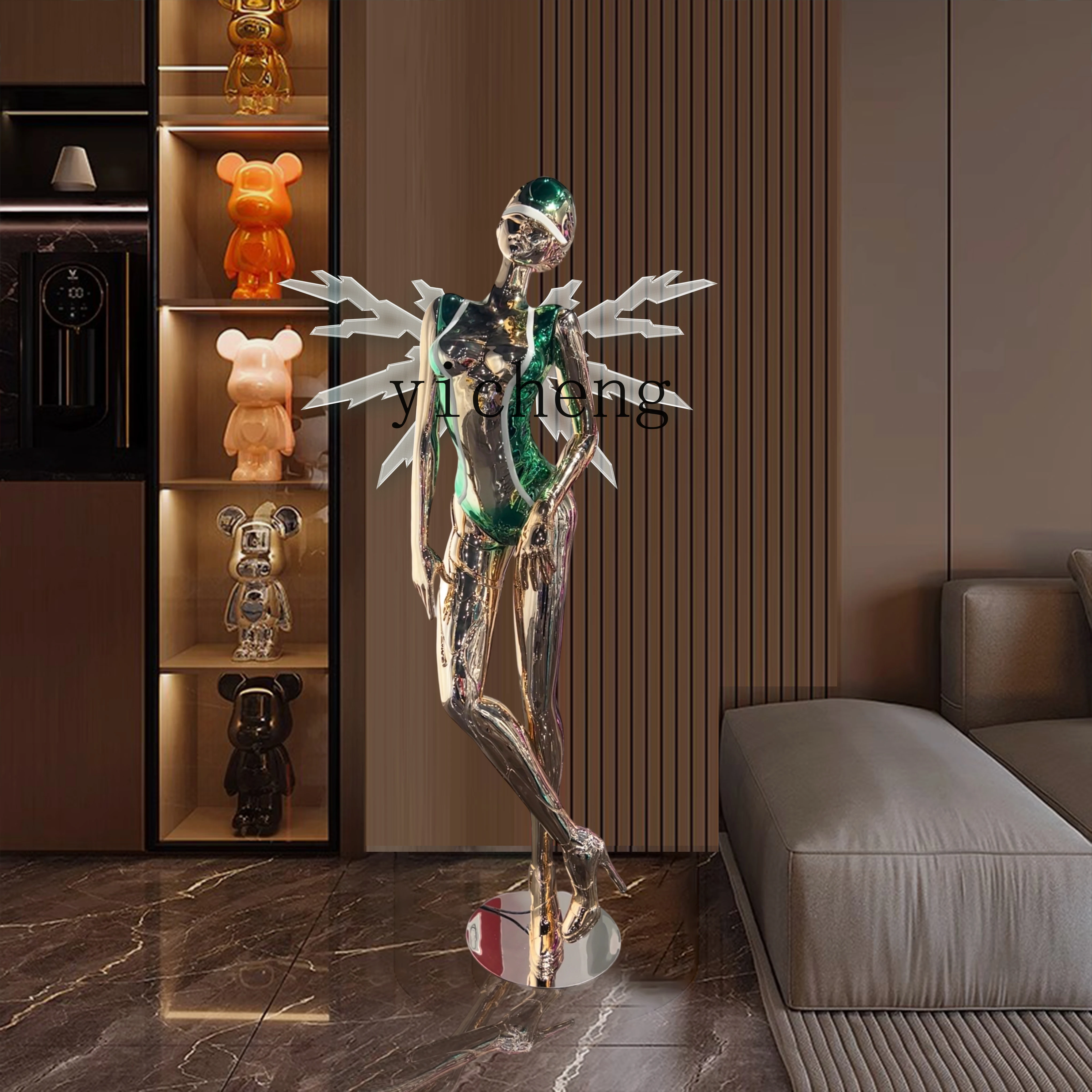 

Механическая фигурка девушки-робота для декора пола в барах, киберспортивных залах, торговых центрах