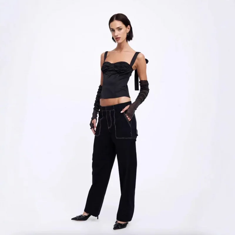 

Lioness Ballet-Style Lace-Up Corset Ruffled Neckline Top