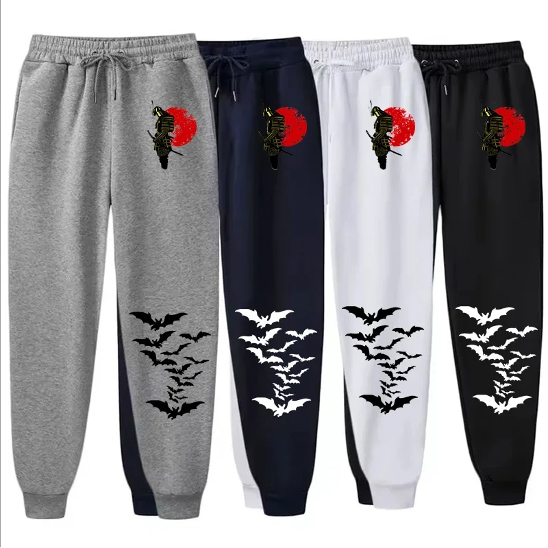 الرجال أنيمي الساموراي طباعة السراويل الرياضية الخريف الشتاء عارضة أزياء سراويل رياضية الركض الصوف الرياضة في الهواء الطلق Sweatpants