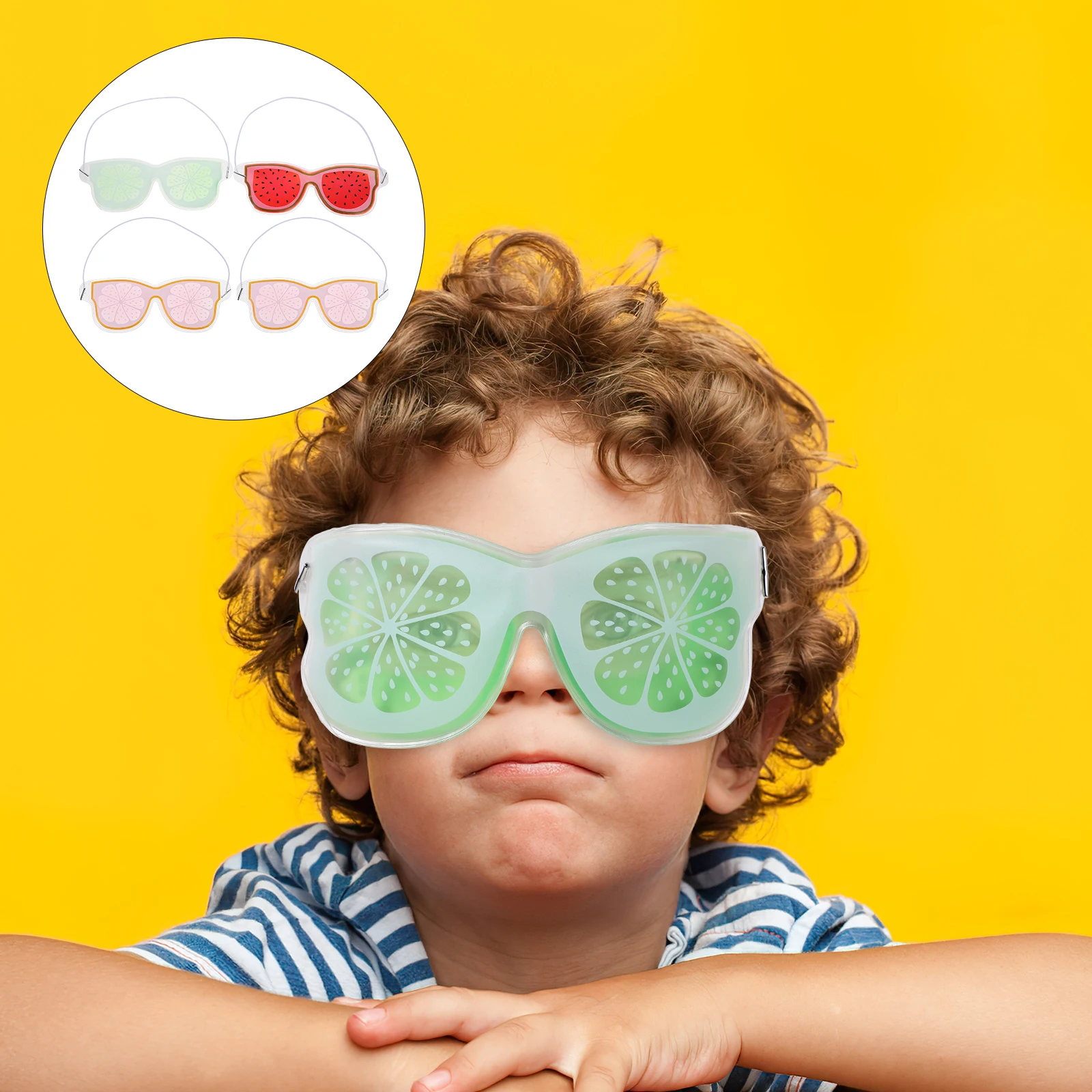 

4pcs Fruit Eye Mask PVC Cooling Gel Blindfold Reusable Cold Hot Compress Eye Pads Relief Dry Itchy Eyes Reducing Dark Circles