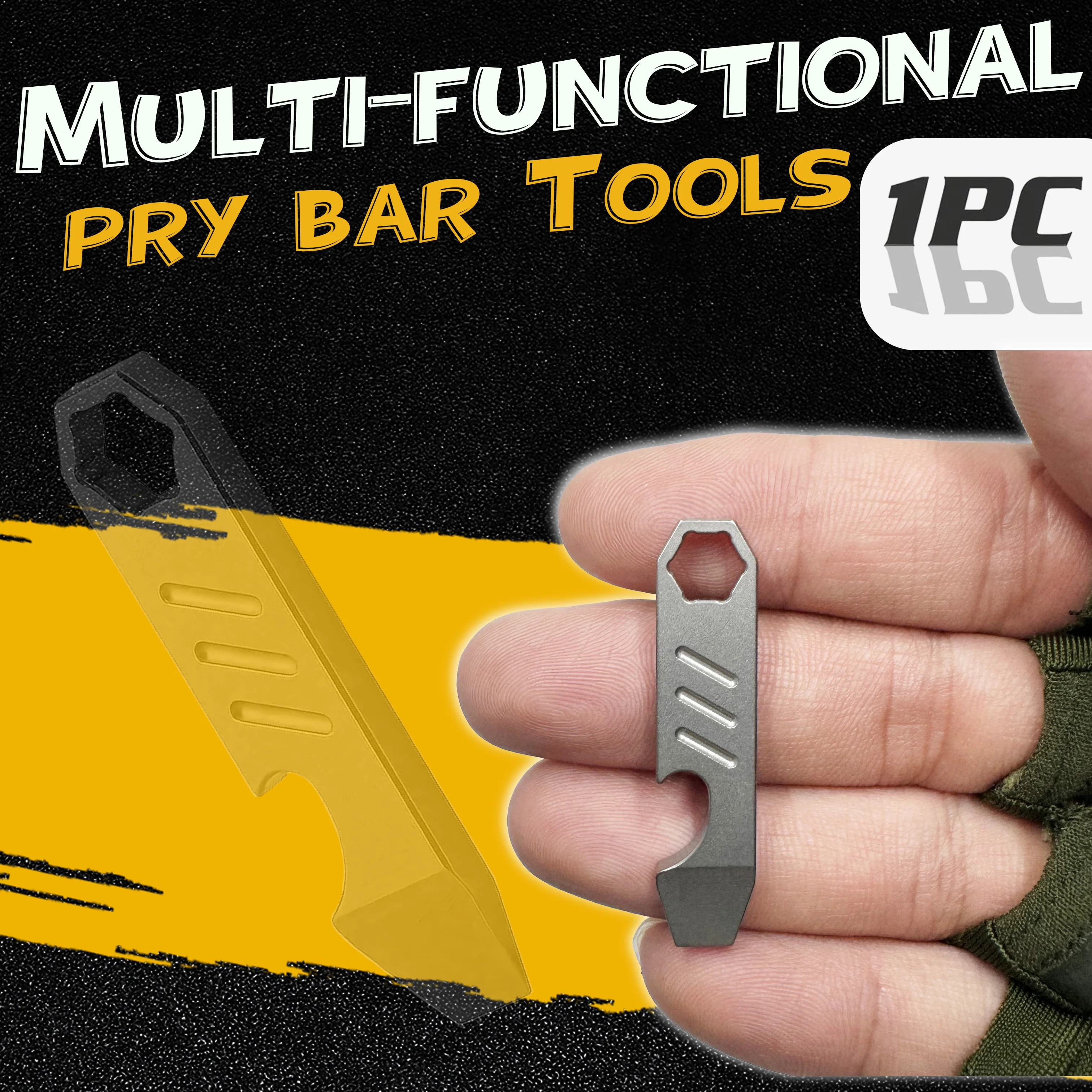 Multifunktionales Mini-Werkzeug aus Edelstahl: Brechstange, Flaschenöffner, Skala, Sechskantschlüssel, EDC Outdoor-Werkzeug, Campingausrüstung – Detail 10