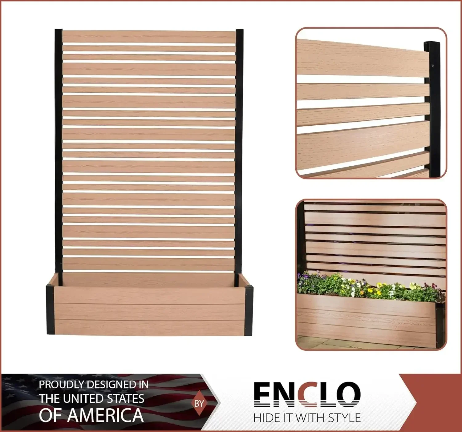 

Горячие продажи.Enclo Экраны конфиденциальности EC18024 6 футов В x 4 фута Ш x 1 фута L Florence WoodTek Виниловые открытые отдельно стоящие винты для конфиденциальности.N