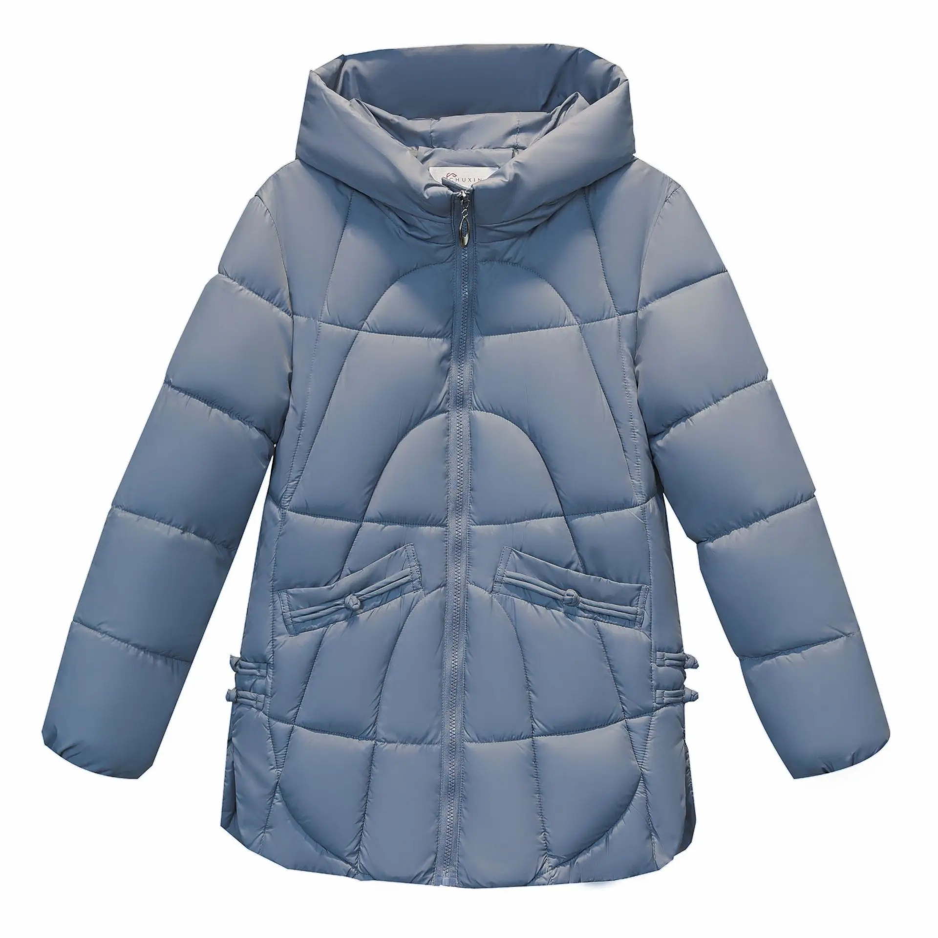 Vestes d'hiver rembourrées en coton pour femme, Parkas à capuche, mi-long, ample, brillant, solide, manteau en coton, vêtements d'extérieur, nouvelle collection 2025