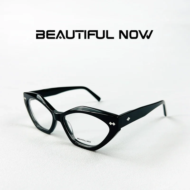 

BEAUTIFUL NOW Стильные черные очки «кошачий глаз» для женщин Винтажная модная оптическая оправа с прозрачными линзами Элегантные дизайнерские очки