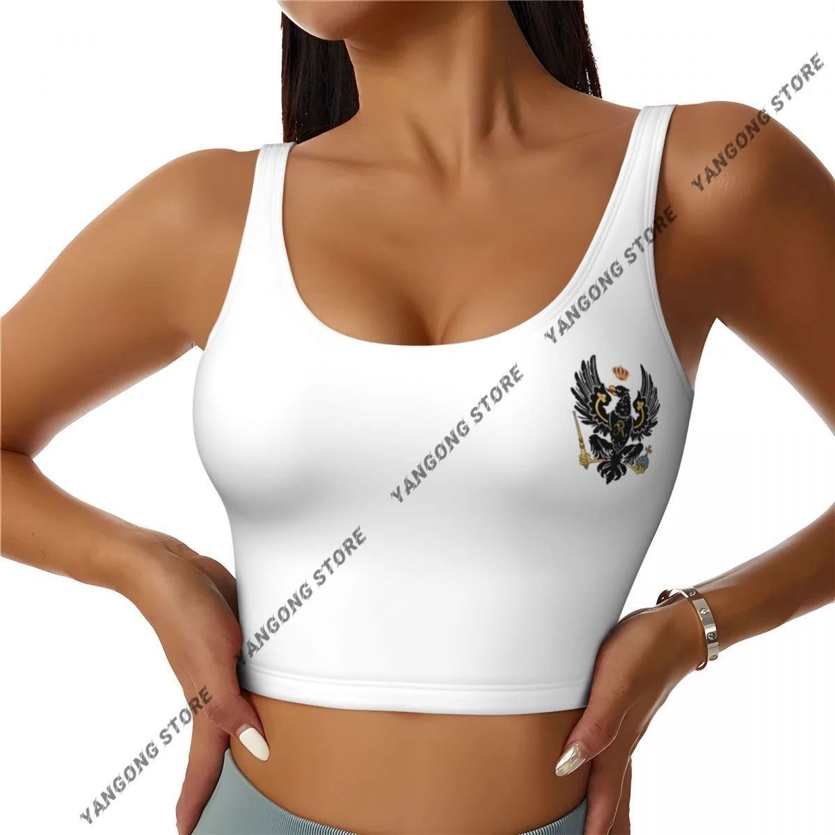 Women Sexy Sports Vest Flag Of The Kingdom Of Prussia Female Streetwear Sport Lingerie Tee Crop Top