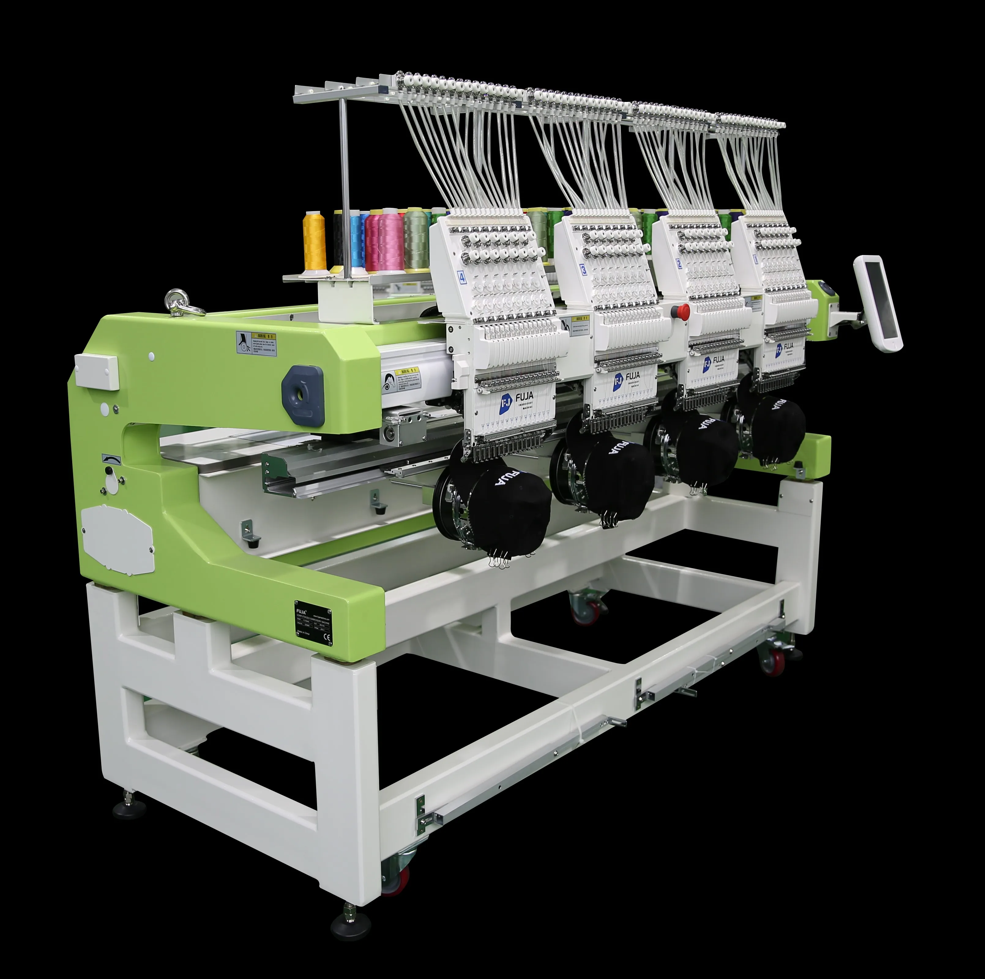 FUJA Industriale 4 Testa Multi Aghi Digitale Computerizzato T-shirt Cappelli Macchina da Ricamo per Ricamo Tappeti Digitali