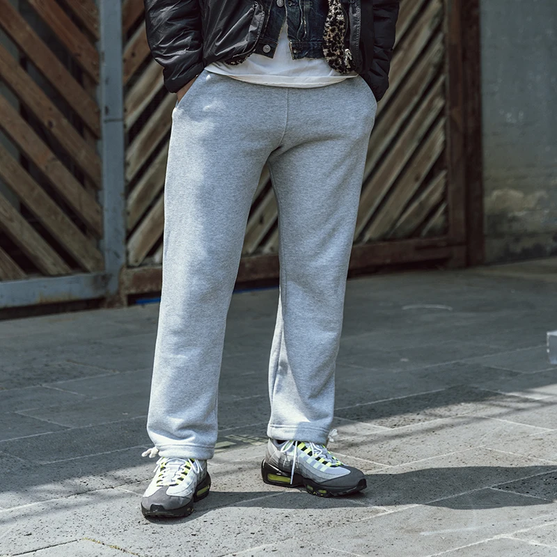 

Non Sto Heavyweight Pure Cotton Knitted Training Sweatpants Men's Outdoor Sports Long Trousers Mid-High Waist Straight Leg