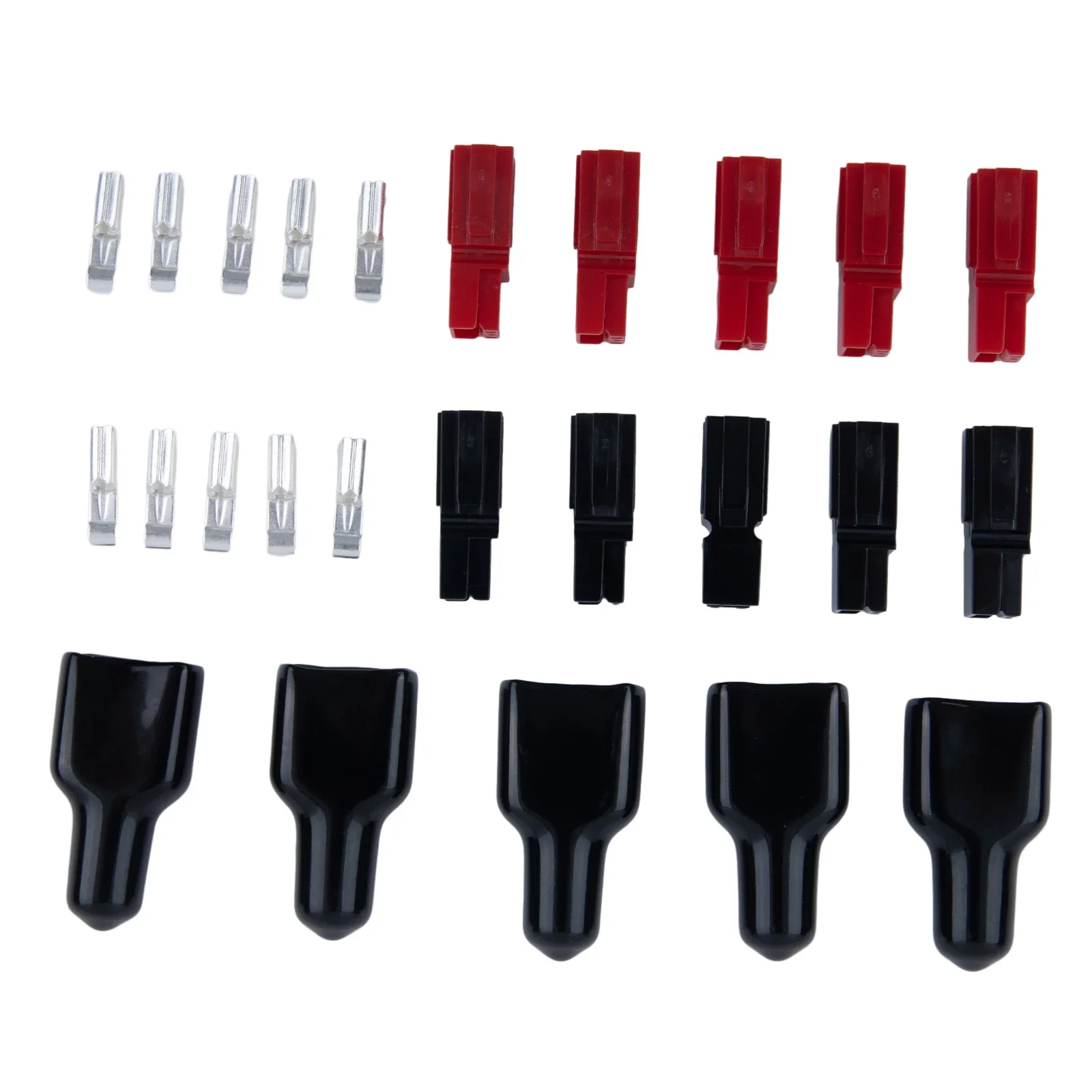 Set Of 5 Pairs Of 30 AMP For Anderson Style Connectors With Protective Rubber Black Covers For Cable Management