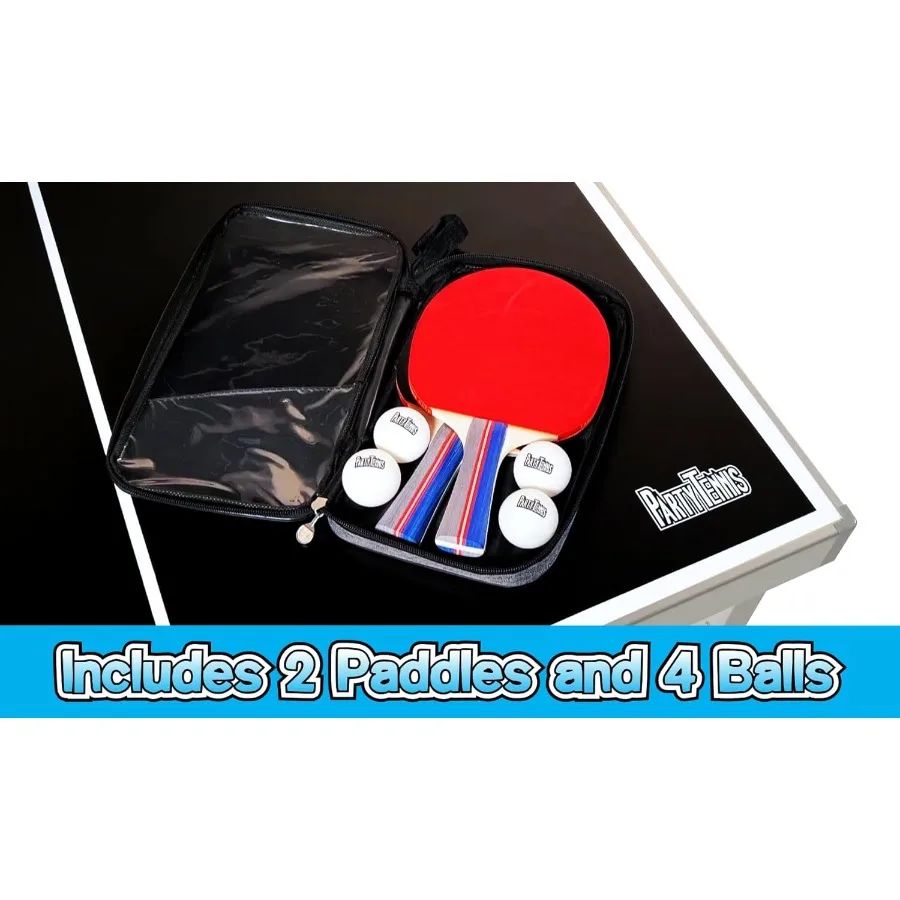 PartyLife 6 أقدام × 3 أقدام متوسطة الحجم محمولة قابلة للطي للاستخدام الداخلي والخارجي بينج بونج طاولة تنس الطاولة مع أضواء LED اختيارية للإعلان #4