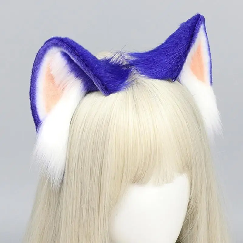 195E Artificial Furry Ear Hairband Cosplay Anime Headband Women Stage Shows Hairhoop
