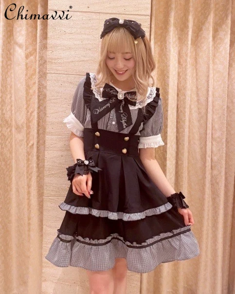 Japanese Style Mine Series Mass-Produced Classic Maid Mini Dress New Summer Sweet Girl Lady Cosplay Subculture Lolita Dresses