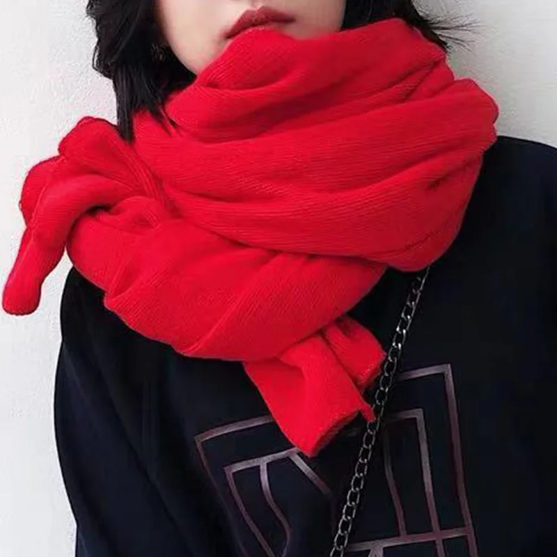 

Autumn and Winter Girls Soft Neck and Men Solid Color Versatile Shawl Dual Use Long Korean Version Imitation Cashmere Warm Scarf