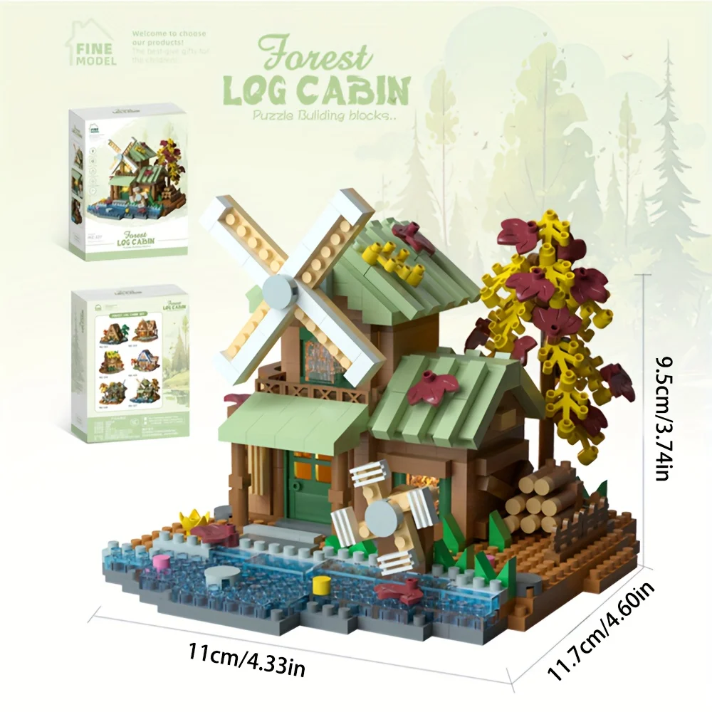 717 パーティクルフォレストハウスセット - ストレス解消ビルディングブロック、エレガントなギフトパッケージ、ミニ建築装飾ギフト