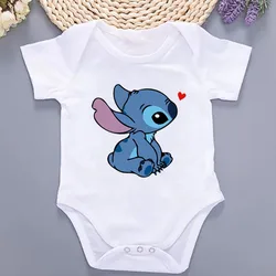 Barboteuses d'été pour nouveau-né, combinaisons de batterie pour bébé, combinaison à manches courtes, dessin animé CAN o & Stitch, vêtements pour bébé garçon et fille