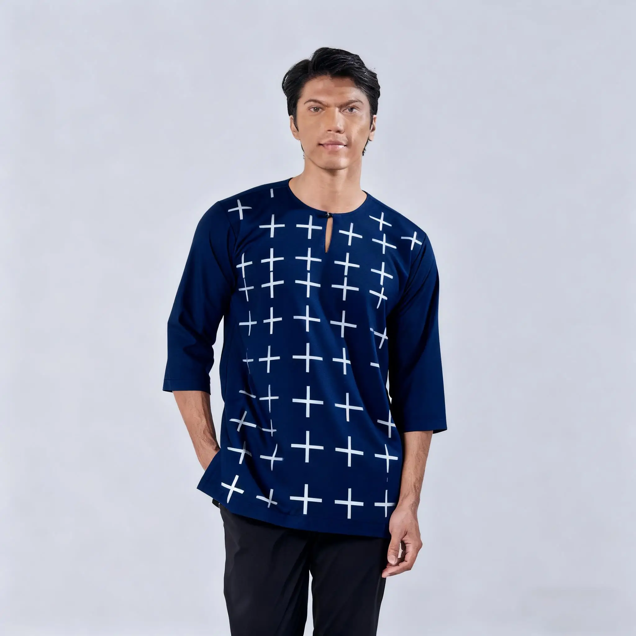 الملابس التقليدية أنماط الآسيوية الجنوبية الآسيوية اليوسفي الرجال قصيرة الأكمام تي شيرت الشرق الأوسط Camisa Masculina Mais Cendida #1