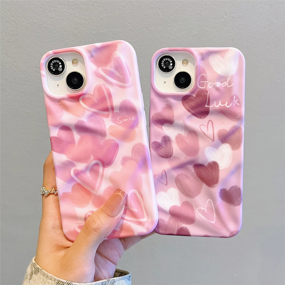 

Luxury Love Heart Soft Shockproof Bumper Fashion Phone Case For iPhone 11 12 13 14 15 16 Pro Max Cute Silicone Back Cover Case
