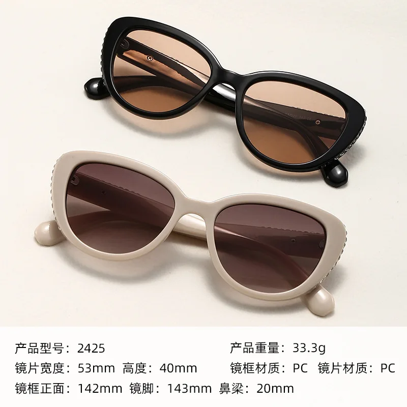 diamond inlaid cat eye retro decorative sunglasses women men 2024 High quality trending product popular outdoor driving shades