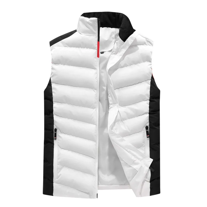 

White Vest Jacket Men Slim Fit Stand Collar Sleeveless Puffer Jackets Spring Autumn Casual Waistcoat Men Warm Coat 2024 Trends