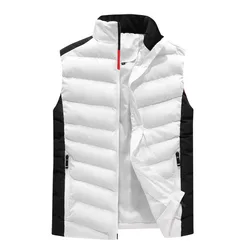 White Vest Jacket Men Slim Fit Stand Collar Sleeveless Puffer Jackets Spring Autumn Casual Waistcoat Men Warm Coat 2024 Trends