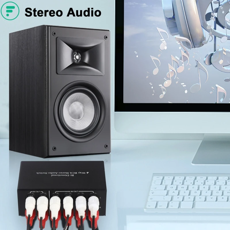 4-drożny dwukierunkowy przełącznik audio stereo RCA 2 wejścia 4 wyjścia lub 4 wejścia 2 wyjścia L/R Jack Kanał dźwiękowy Przełącznik audio RCA