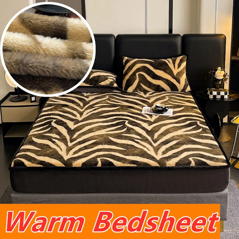 

Bonenjoy Thicken Velvet Fitted Sheet Super Soft Bedsheet Warm Bed Cover for Home Winter Bed Linen drap de lit (No Pillowcase)
