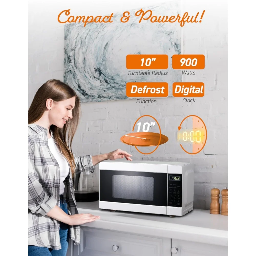 Microwave Ovens, 0.9 Cubic Feet Microwave Oven, 10 cooking power levels & Six one-touch quick cook, Desktop Microwave Ovens