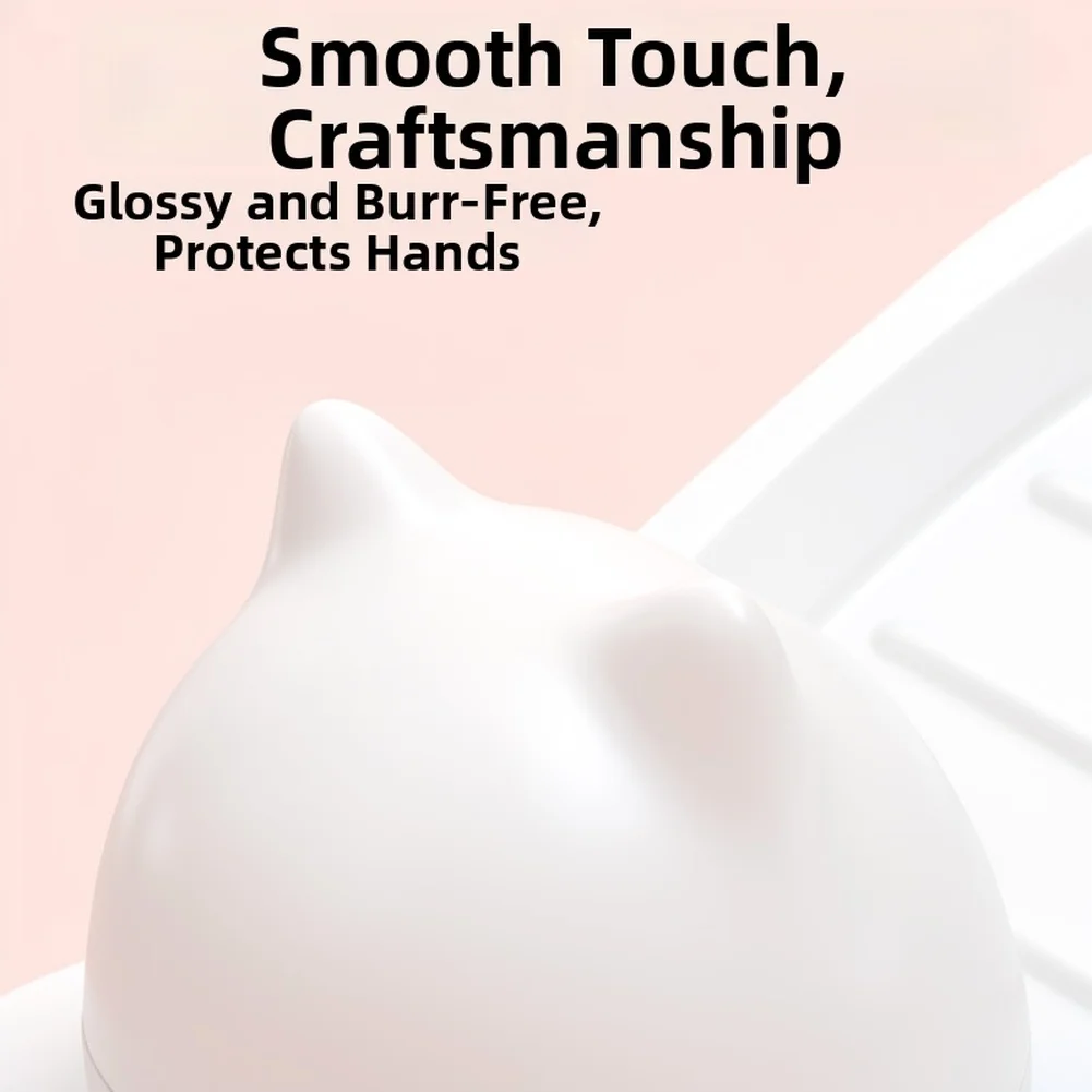 Playful Cat Design Soap Dish with Drain Holes for Bathroom Counter 16.8x10x8cm White Plastic Holder PP Material