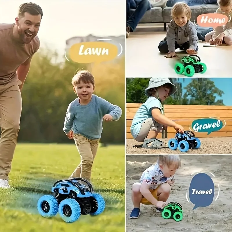 4pcs Off-road Toy Car - Children's Four-Wheel Drive Inertia Toy Monster Truck Toy Set - Manual Operation, No Battery Required