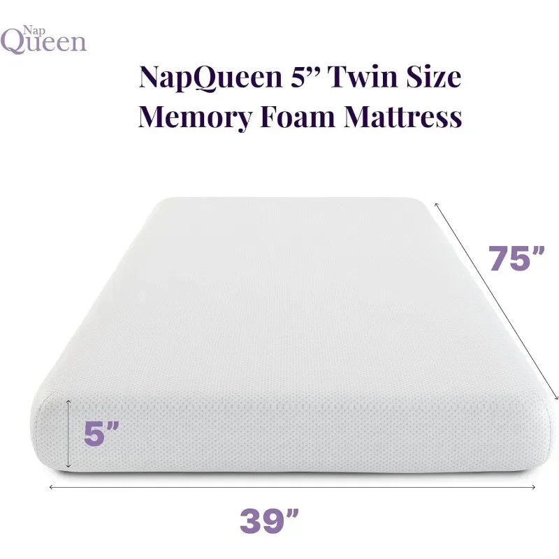 Twin Memory Foam White Mattress - Medium Feel Twin Bed Mattress Topper Memory Foam  Tatami Mattress White