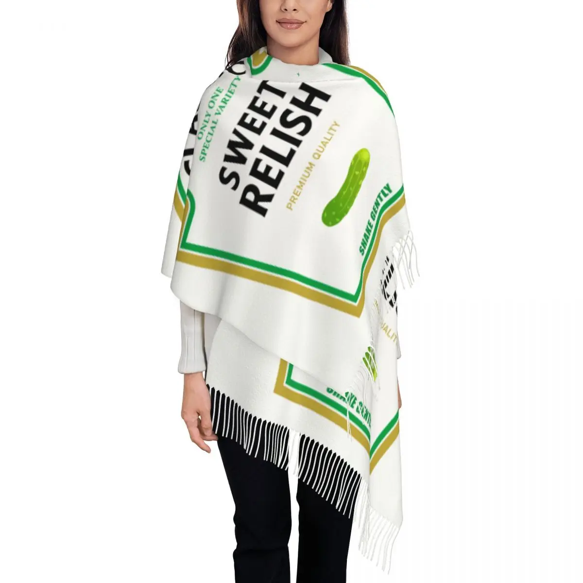 Personalizado dulce relese disfraz de Halloween a juego Ketchup mostaza mayonesa bufanda abrigo largo invierno cálido chal con borlas bufandas