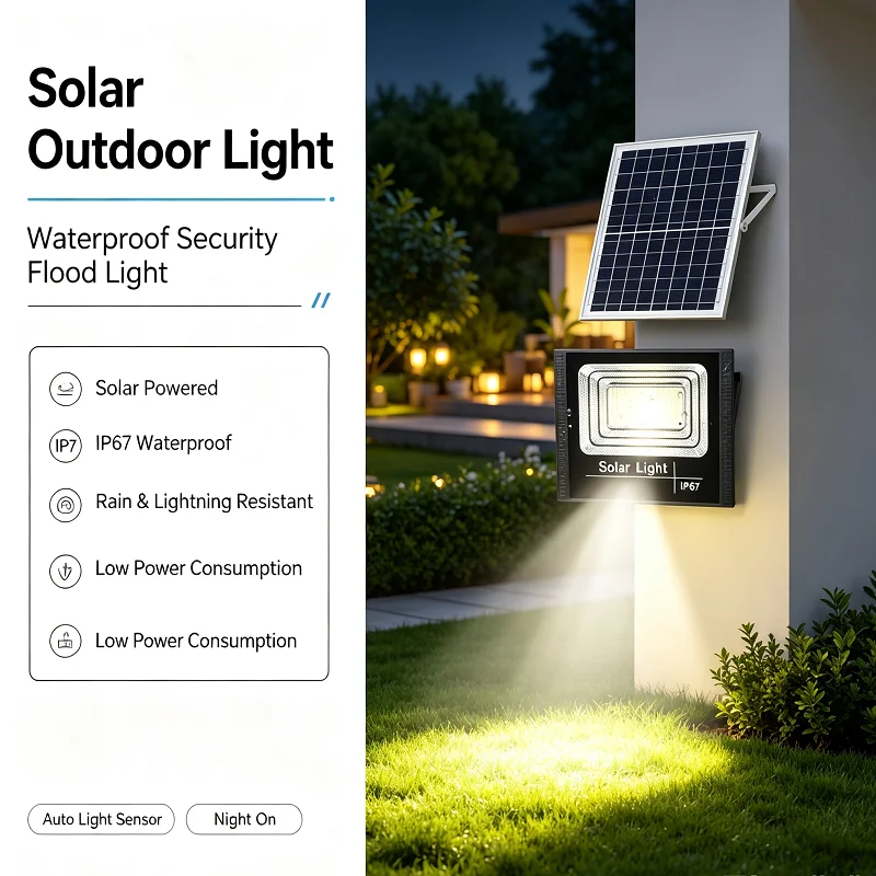 Solar Powered Outdoor LED Flood Light 50/100/200/300/500W Waterproof Reflector Spotlight Remote Control Garden Lamp