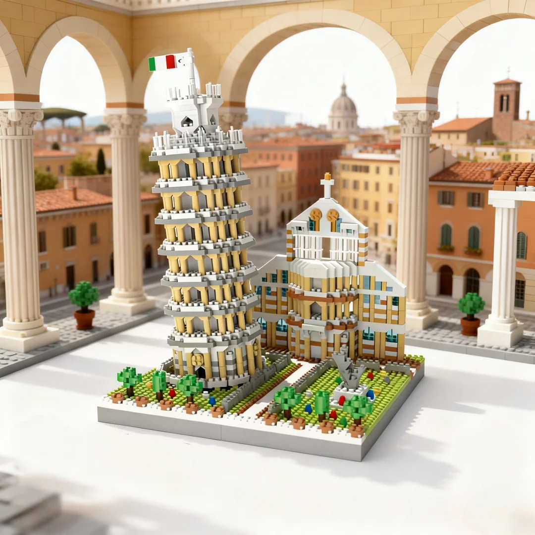Modelo de la Torre Inclinada de Pisa, Bloques de Construcción Micro, Decoración para Escritorio, Regalo de Cumpleaños para Niñas, Rompecabezas Antiestrés para Adultos