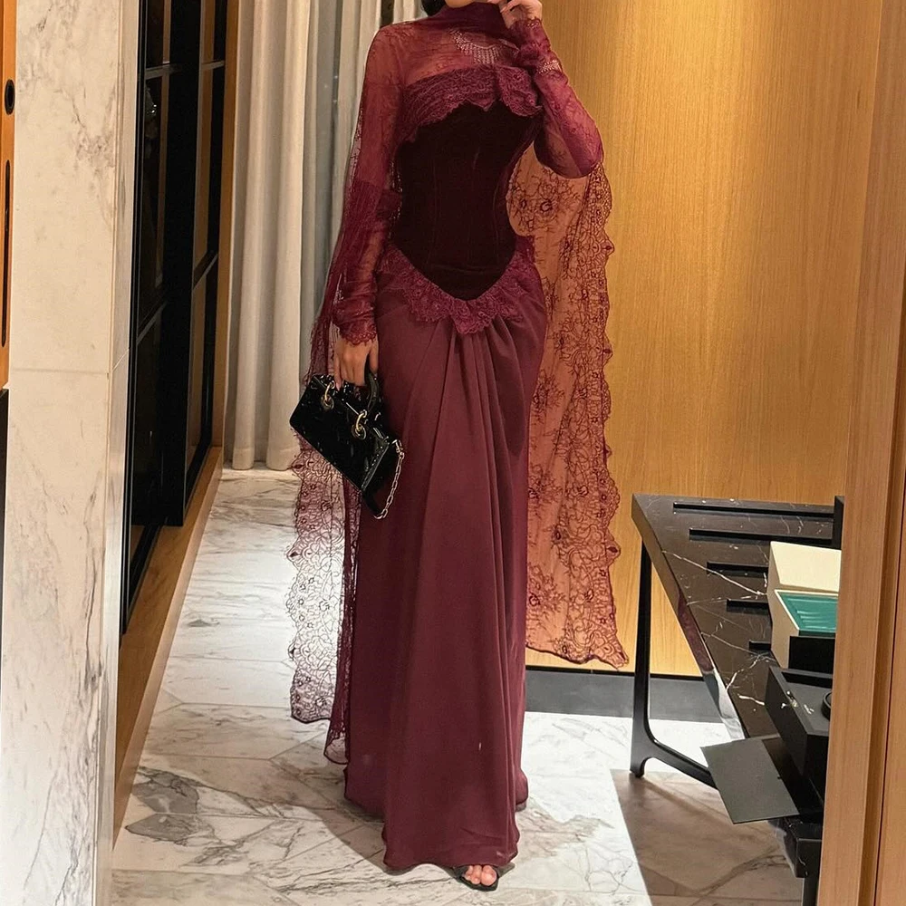 

Вечерние платья трапециевидной формы по индивидуальному заказу, длиной до пола, без бретелек, с половиной рукавом, платье для выпускного вечера, модное кружевное палантинное вечернее платье с рюшами и драпировкой