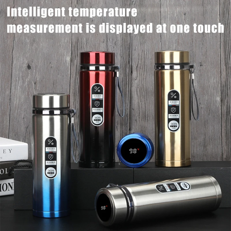 LED Temperature Display 500ML-1Liter Stainless Steel Thermos Bottle with Sus304 Tea Water Bottle Vacuum Flask Portable Cups